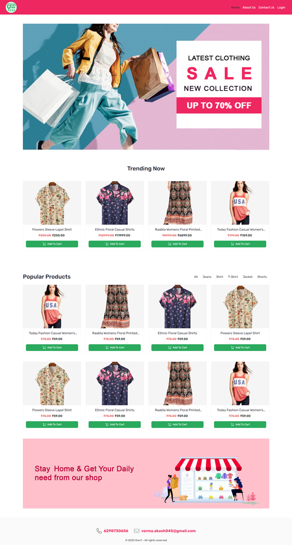 clothing store website